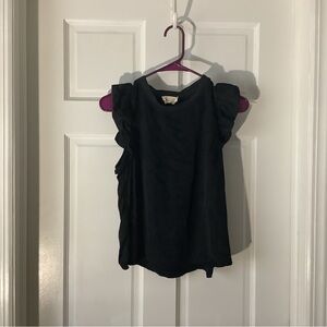 Euc NATION LTD Paulette sateen black tank with ruffle sleeves
